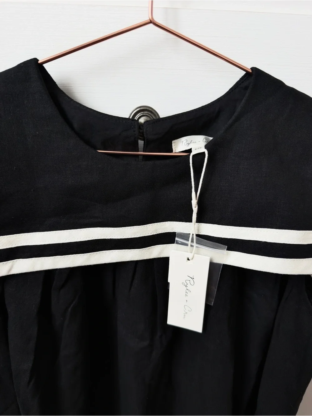 Rylee + Cru Black Sailor Dress with White Trim